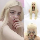 Прямой синтетический парик 13x4 с выделенной линией, 613, медово-блонд, коричневый, фронтальные прозрачные парики на сетке для черных женщин