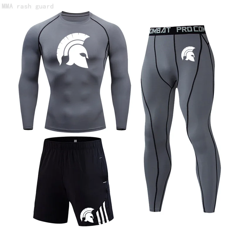 

Sports Running suit Men's Workout Clothing Compression tights Sportswear Quick dry MMA Male Leggings Jogging Fitness sweat Gym