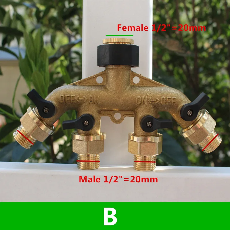 4-ходовой разветвитель для шланга латунный соединитель распределитель воды с