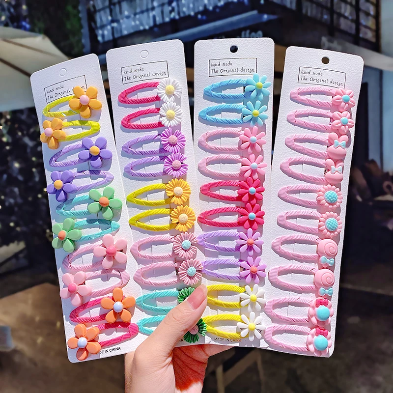 10 шт./компл. новые милые Мультяшные Цветочные заколки с единорогом для девочек