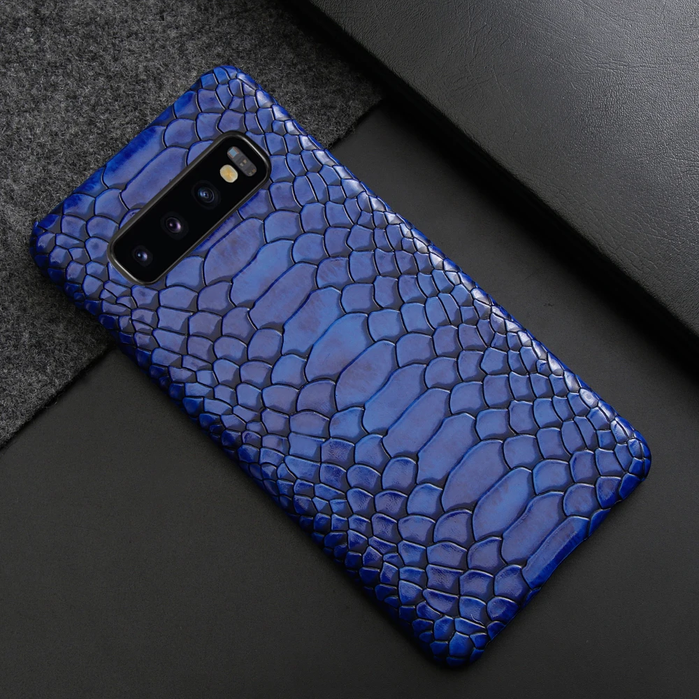 Роскошный чехол из змеиной кожи для samsung Galaxy S10 S9 Plus S10e Note 10 9 8 ударопрочный жесткий чехол для samsung S10 Plus - Цвет: Blue