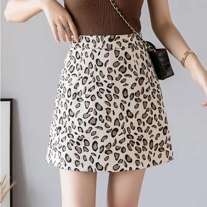 

Leopard Print A-line Skirts Womens Summer New Style High Waist Mini Skirt Slim Sexy Missy Fashion Short Skirts Chic Lady Bodycon