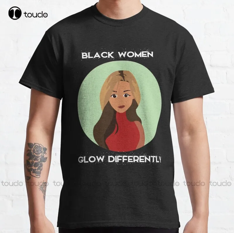 

New Black Women Glow Different 3 Classic T-Shirt Golf Shirt Cotton Unisex Tee Shirt