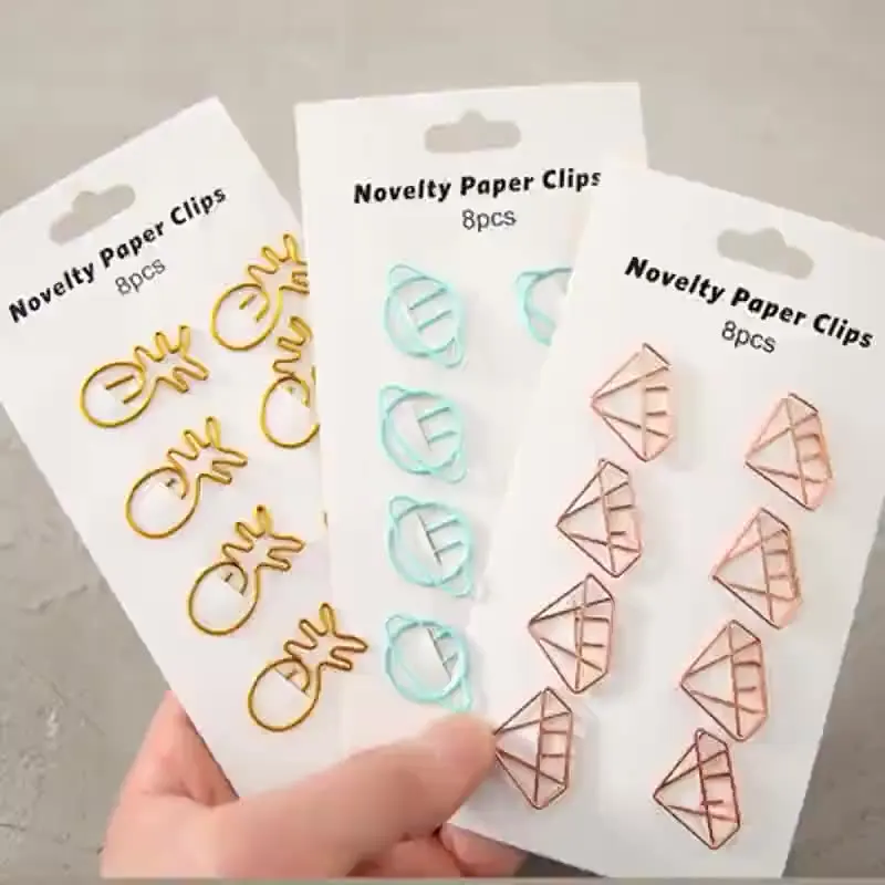 

8 pieces of bookmarks creative metal paper clips cutout pins for cute students office study materials bookmark test paper holder