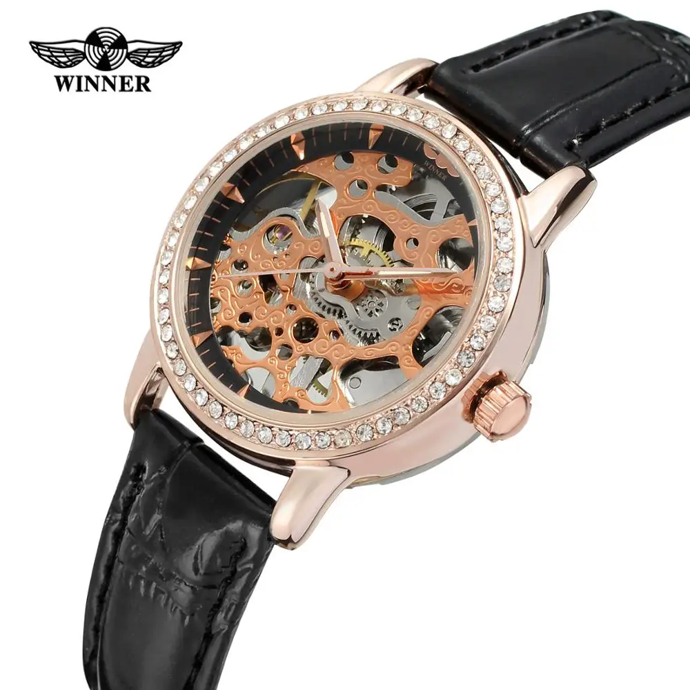 Мужские Механические часы с скелетом автоматические повседневные наручные