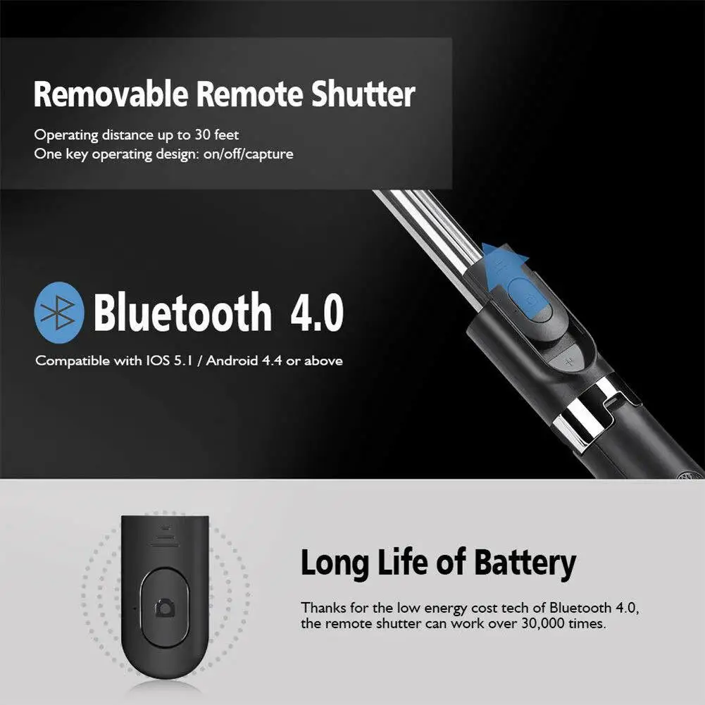 Kuulee 3 в 1 беспроводной Bluetooth палка для селфи iphone/Android/Huawei складной портативный