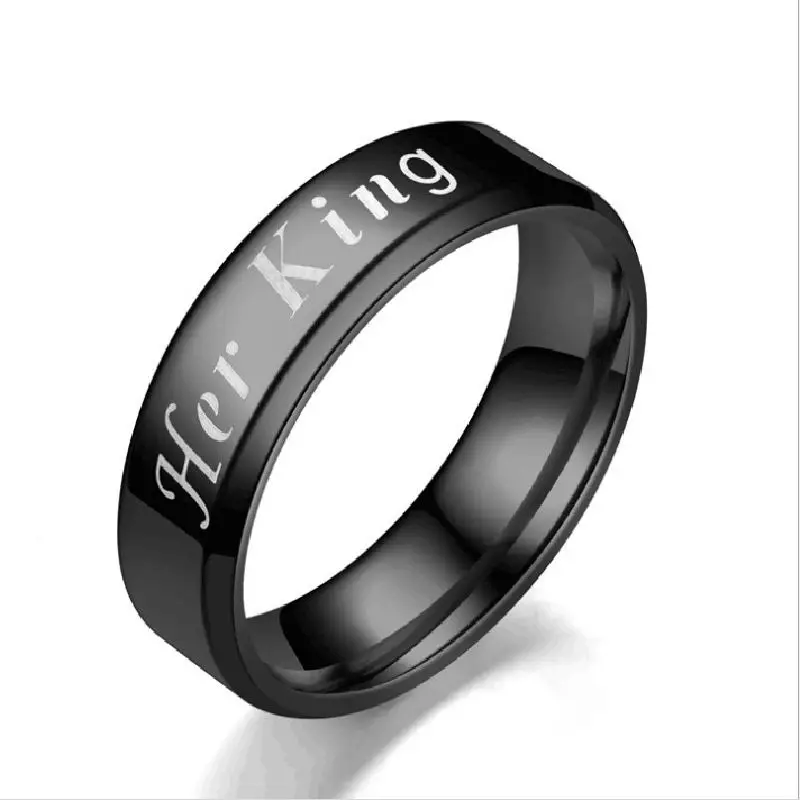 Нержавеющая сталь его королева ее король Мода Пара помолвка Любовь кольцо для