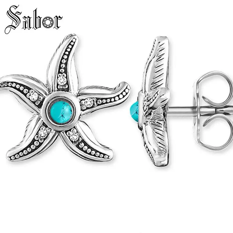 Серьги-гвоздики в виде синей морской звезды новинка 2020 модные ювелирные изделия