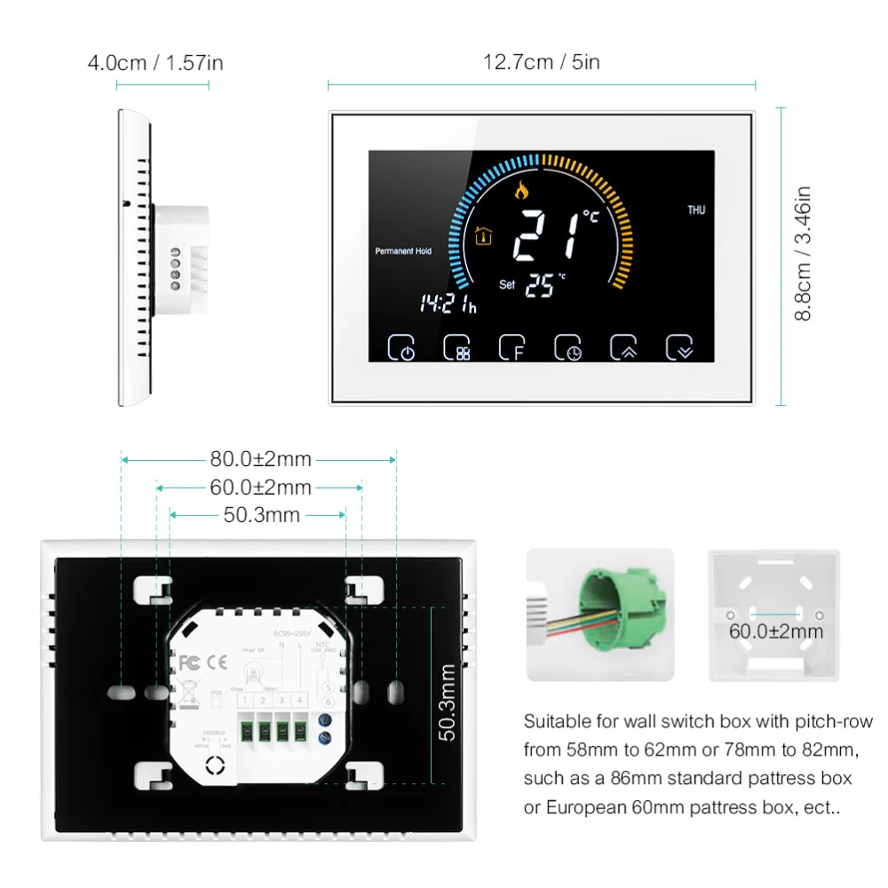 

1 Set Smart Thermostat Standard Thermostat Touch Screen Heating Room Thermostat