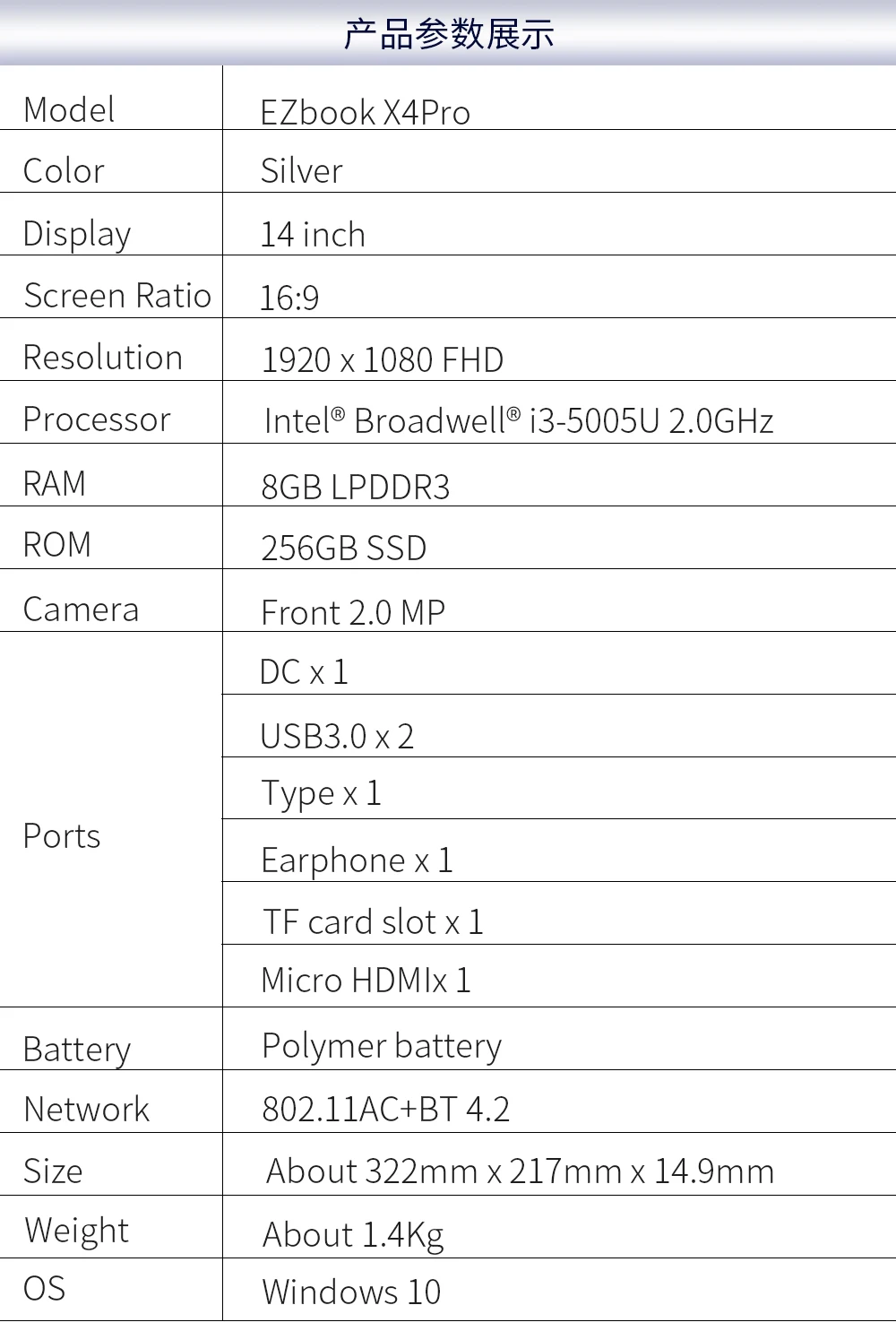 Jumper EZbook X4 Pro ноутбук 8 Гб 256 ГБ SSD 1" FHD дисплей Intel Core i3-5005U ноутбук двухдиапазонный Wifi Win 10 Ultraslim компьютер