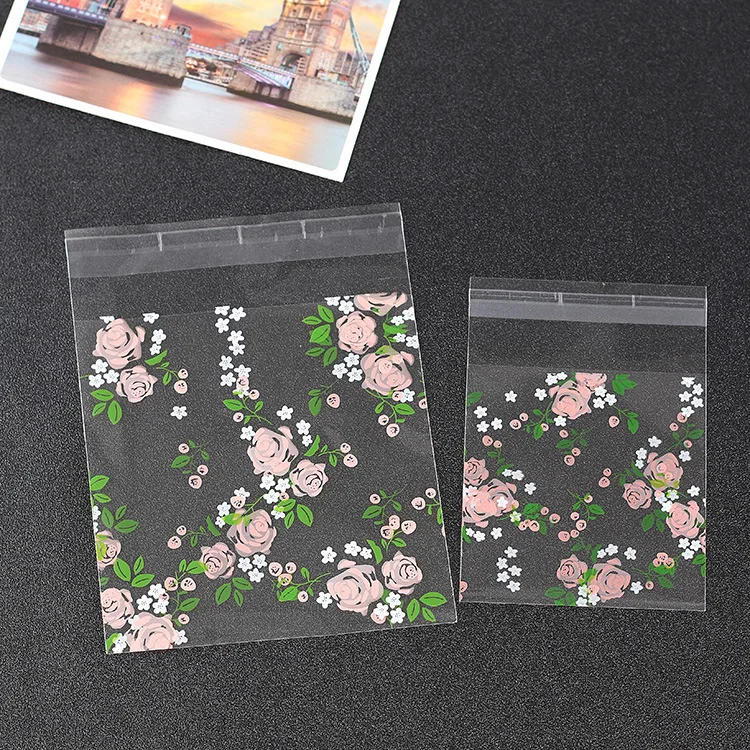

Transparent day fresh rose self-adhesive gift jewelry packaging bag handmade soap candy biscuit food bag