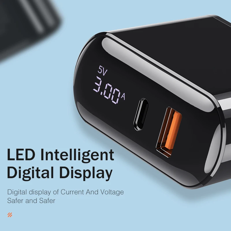 YKZ 18 Вт USB зарядное устройство светодиодный дисплей PD КК 3 0 Быстрая зарядка
