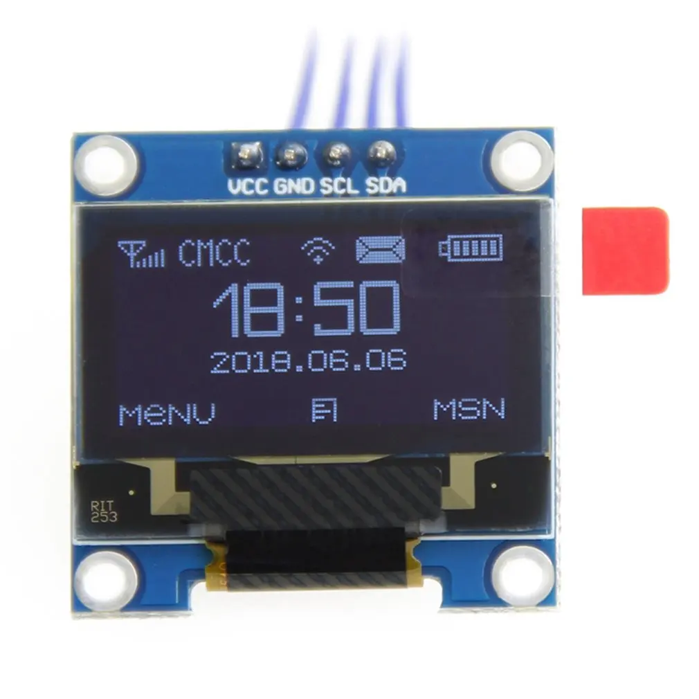 

1pc White/blue Color 0.96 Inch Oled Display Module 128*64 Oled Lcd Display I2C 0.96 Iic Serial 128x64 Replacement