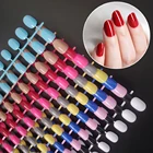 Накладные ногти круглые цветные, Типсы для накладных ногтей, 10 размеров, для самостоятельного акрилового прессования на типсах, 5 наборов по 24 штуки в упаковке