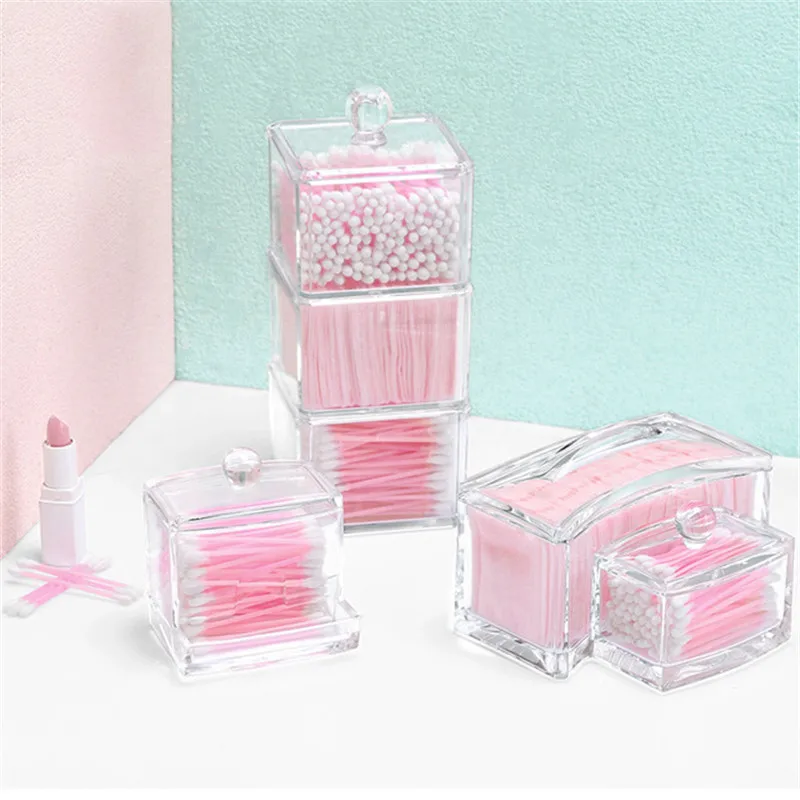 Лучший акриловый Органайзер для макияжа коробка хранения ватных тампонов