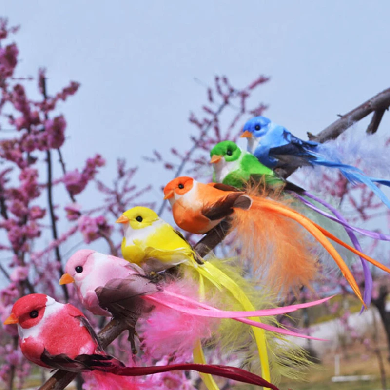 Много видов искусственных птиц искусственные пенопластовые перья Мини Птица