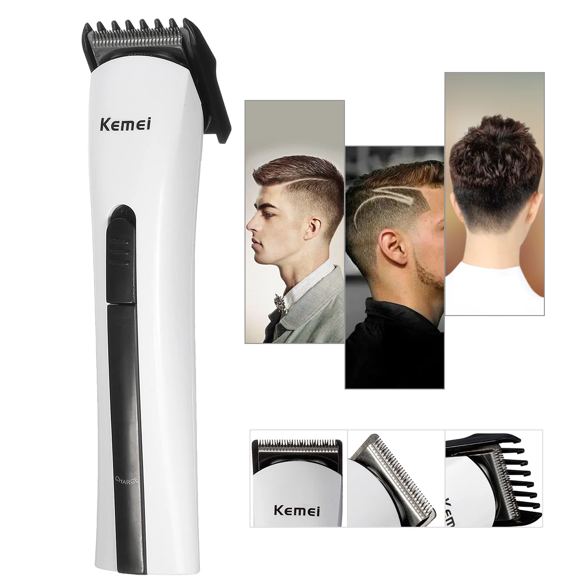 

Kemei AC220-240V Hair Trimmer Professional Hair Clipper Men Cordless Rechargeable Barber Scissors Razor GT-001 Haircut Machine