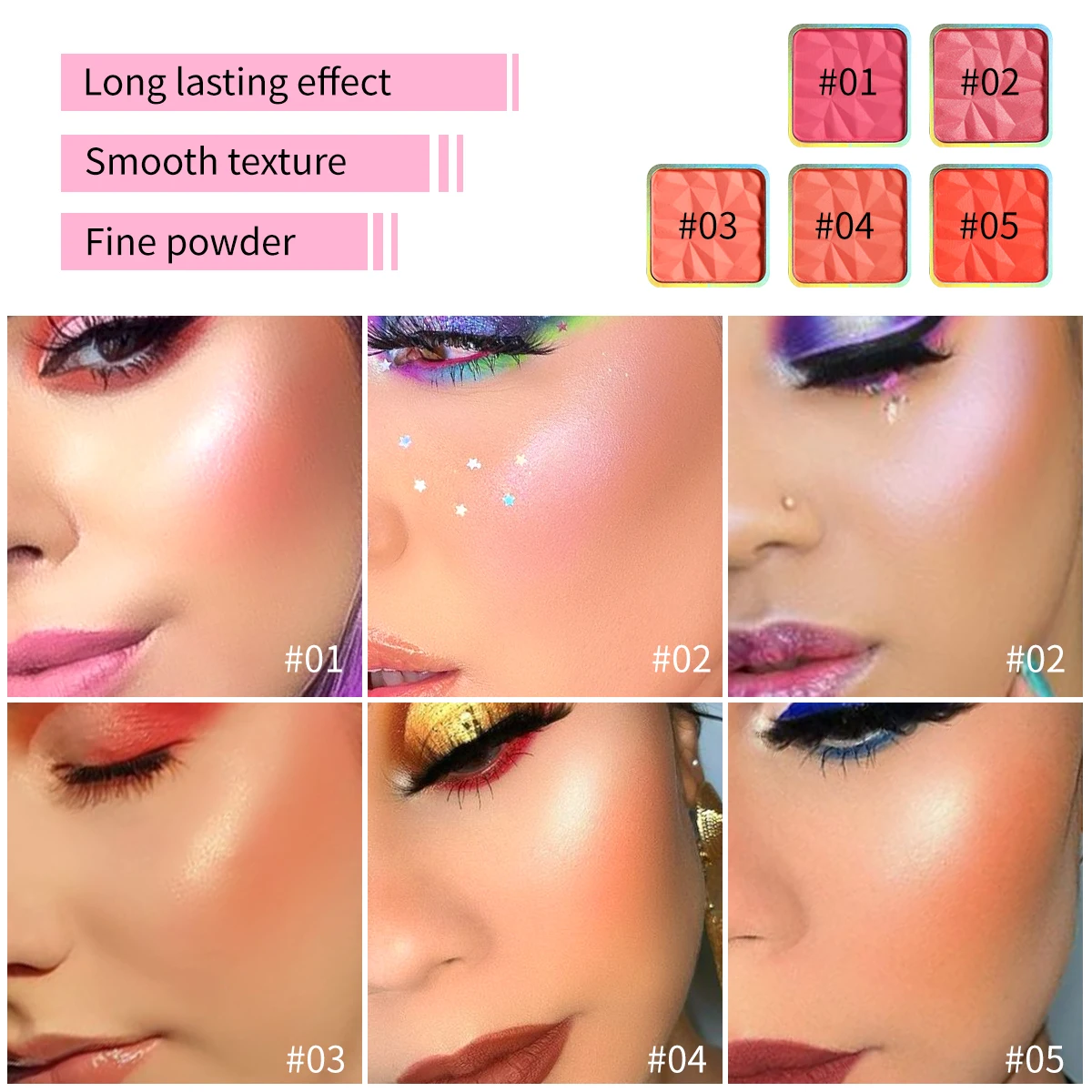 

5 Colors Face Matte Blush Palette Long Lasting Natural Cheek Blusher Powder Makeup Rouge Pigment Cosmetics Customize Your Logo