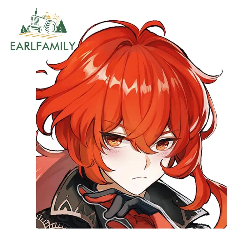 

EARLFAMILY 13cm x 11.7cm Diluc Peeker Sticker for Genshin Impact Diluc Ragnvindr Decal Cartoon Anime Car Stickers