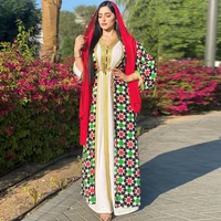 spanish abaya clothing eid mubarak dress dubai arabian print two piece suit muslim women suit islamic fashion evening dress