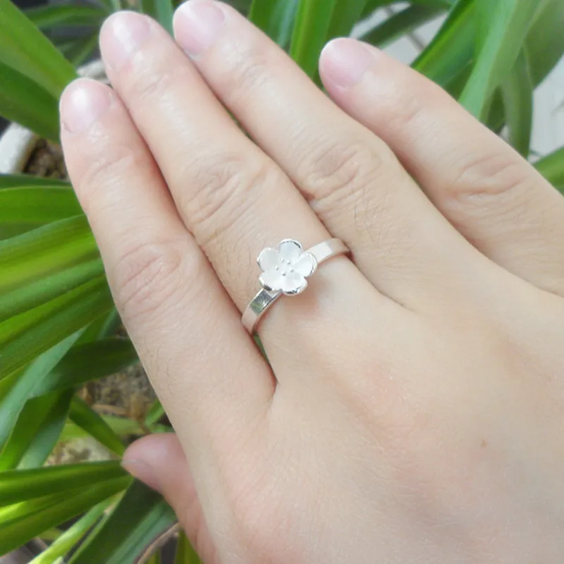 Кольца из серебра 999 пробы с цветами для женщин, обручальное кольцо для свадьбы, регулируемые Роскошные ювелирные изделия ручной работы, серебряные бокалы для вина, ювелирные изделия