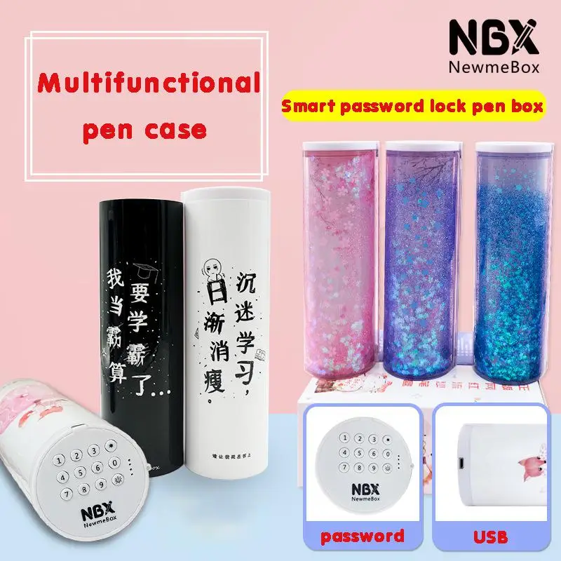 Password Pencil Case Multifunctional Usb Charging Calculator High Capacity New Pen Box School Stationery Supplies For Boys Girls