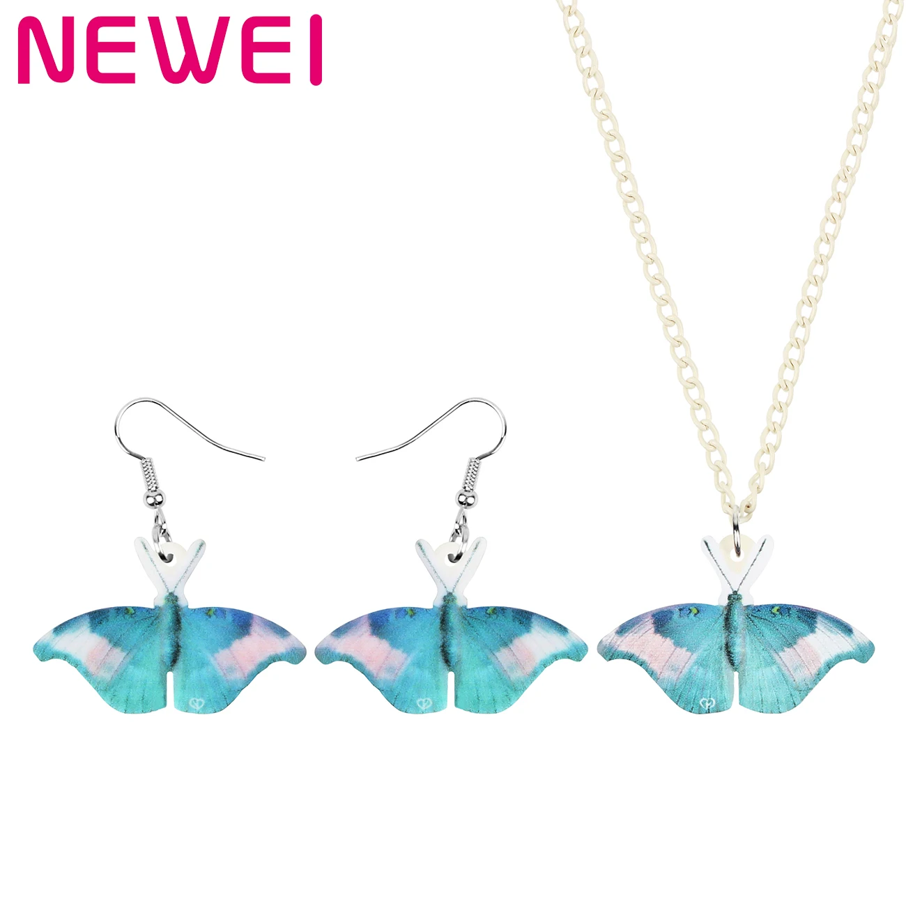 

Newei Acrylic Blue Morpho Butterfly Jewelry Sets Big Sweet Animal Insect Necklace Earrings For Women Kid Novelty Gift Jewellery