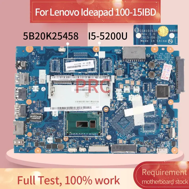 5B20K25458 для Lenovo Ideapad 100-15IBD I5-5200U Материнская плата ноутбука NM-A681 SR23Y DDR3 | Компьютеры и