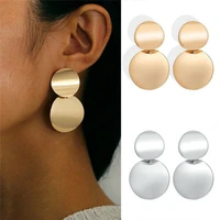 european retro metal disc earrings geometric round earrings wild fashion earrings women simple hot sale gold silver earring