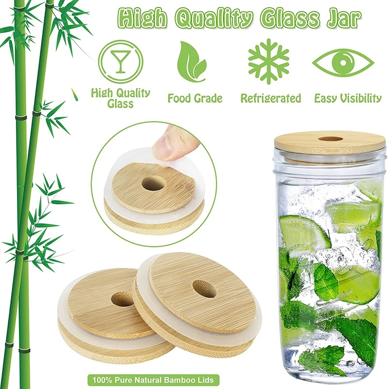 25/33 унций банки чашка для смузи с бамбуковой крышкой шаров стеклянная Мейсона