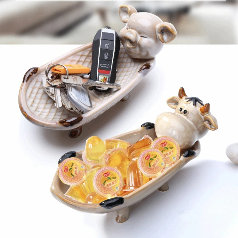 Creative Pastoral Animal High-temperature Ceramic Soap Box with Drain Port Three-dimensional Key Tray Storage Basin Decoration | Дом и сад