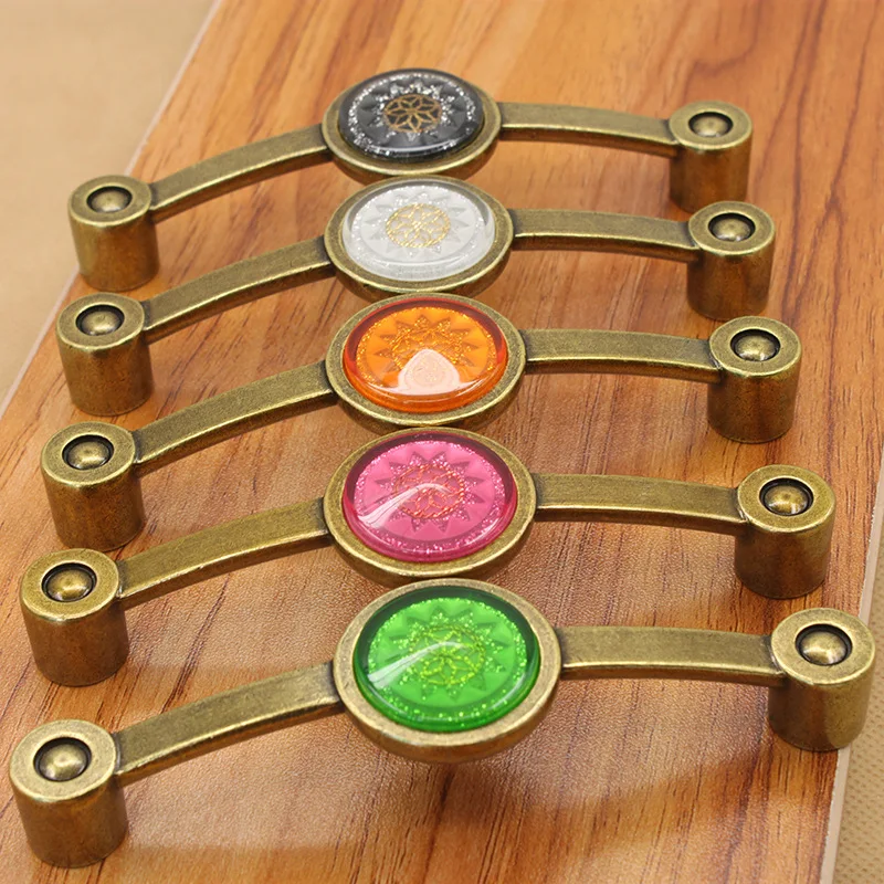 Античная Медная дверная ручка шкафа ручки ящика из цинкового сплава кристальная