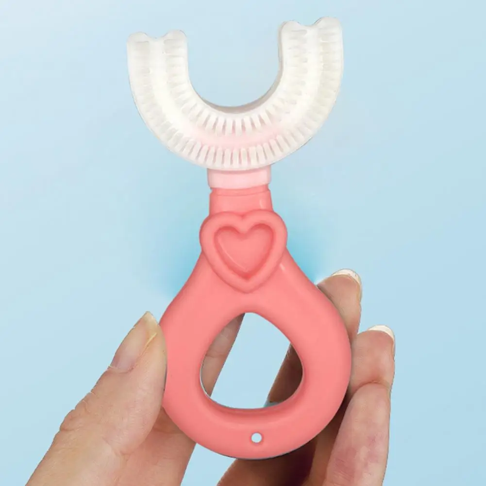 Cepillo de dientes en forma de U para ni&ntilde;os, cepillo de dientes con cabeza tipo U, Cuidado Oral, de mano, cerdas suaves-3