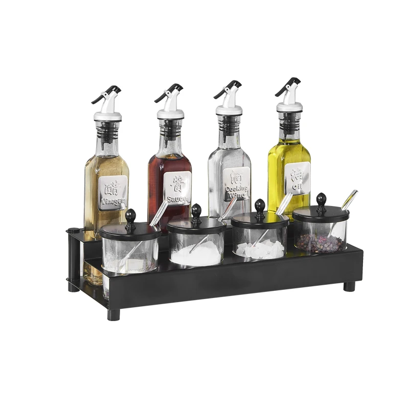 

Stainless Steel Spice Rack Set Sugar Bowl Salt Shaker and Pepper Shaker Oil Bottle Set Cocina Gadget Conjuntos Kitchen Tools
