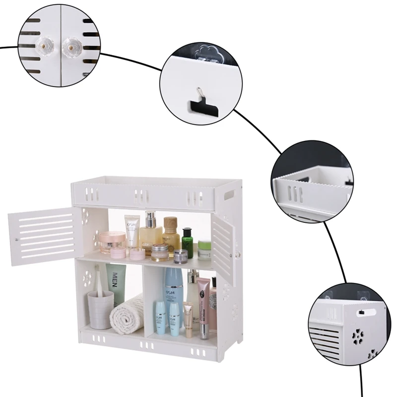 

PVC Bathroom Vanity Cabinet Bathroom Cabinet Bathroom Toilet Furniture Cabinet Wood Plastic Cabinet Shelf Cosmetic Storage Rack