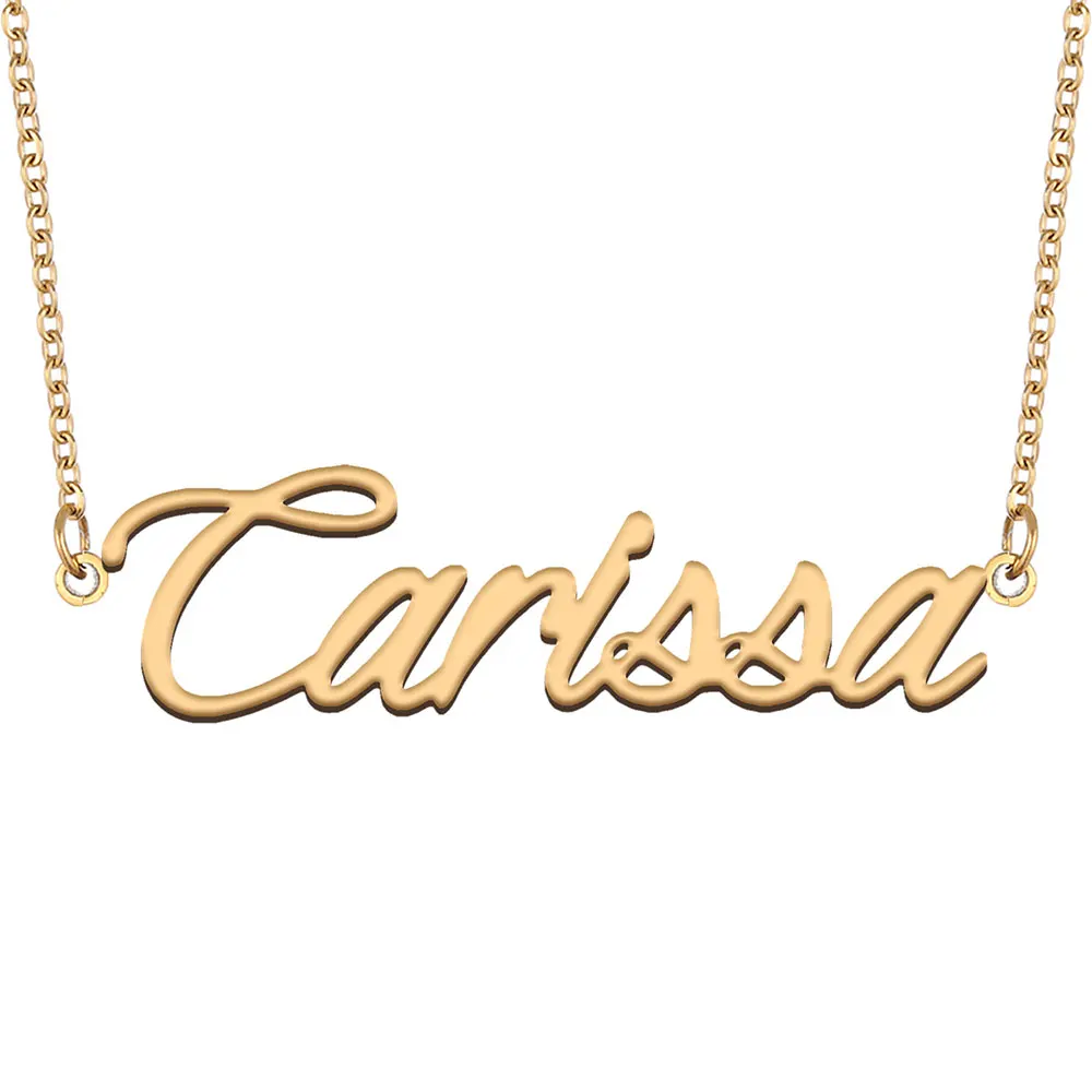 

Carissa Nameplate Necklace for Women Stainless Steel Jewelry Gold Plated Name Chain Pendant Femme Mothers Girlfriend Gift