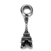 stainless steel spacer bail bead eiffel tower charms 5mm hole polished metal charm accessories diy bracelet jewelry making