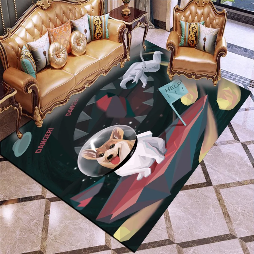 

3D Print Space Astronaut Carpet Cats Dogs Rug Christmas Gift Floor Carpet Cartoon Animals Baby Play Mat Home Door Carpet