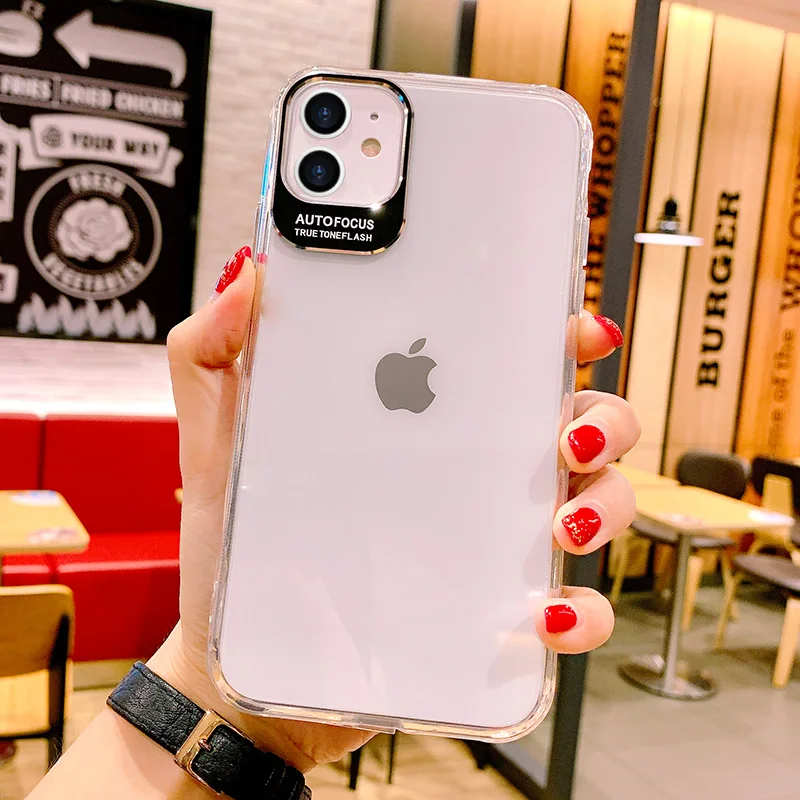 Роскошный прозрачный металлический защитный чехол для объектива камеры iPhone 12 Mini