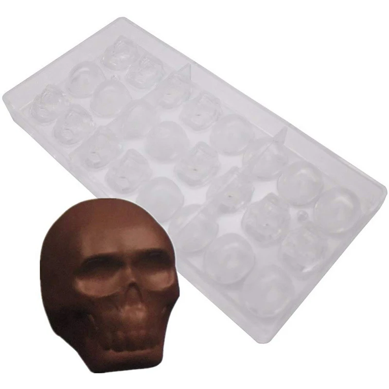 24 полости череп прозрачный материал твердый пластик Поликарбонат PC шоколадная