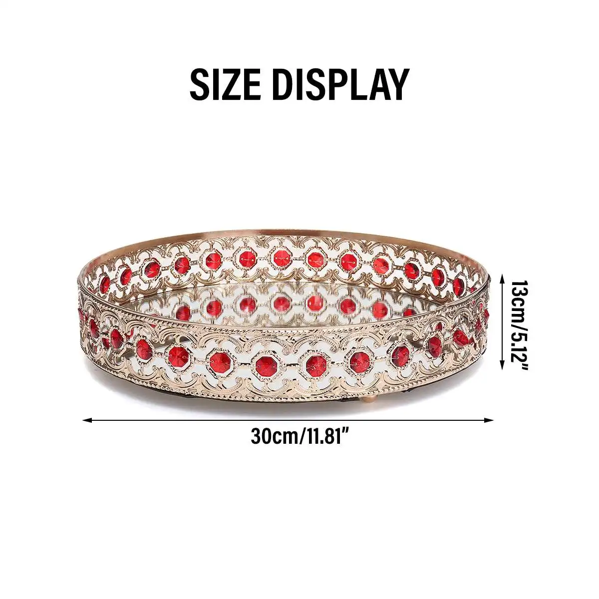 

European Gold Mirror Metal Serving Tray Jewelry Cosmetics Storage Trays Organizer Cake Fruits Plates Home Office Storage Holder