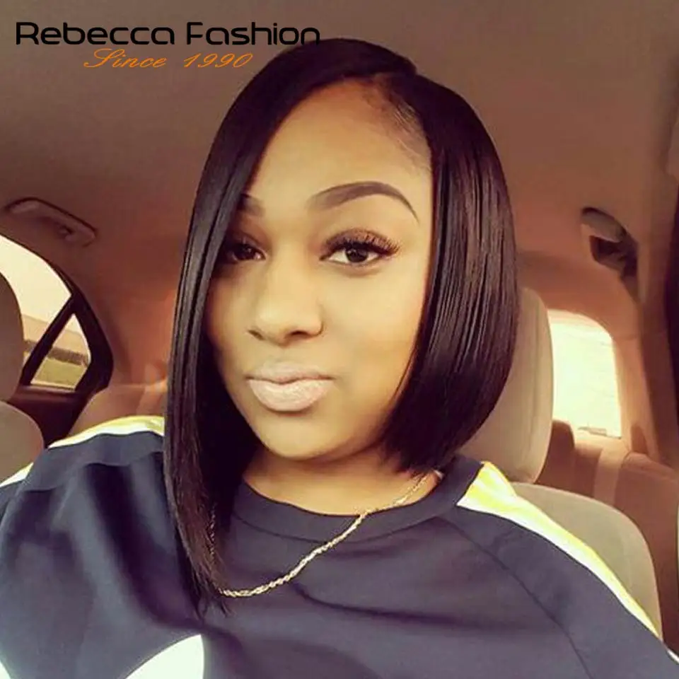 Парик Ребекка из человеческих волос с левой стороной на сетке спереди эффектом