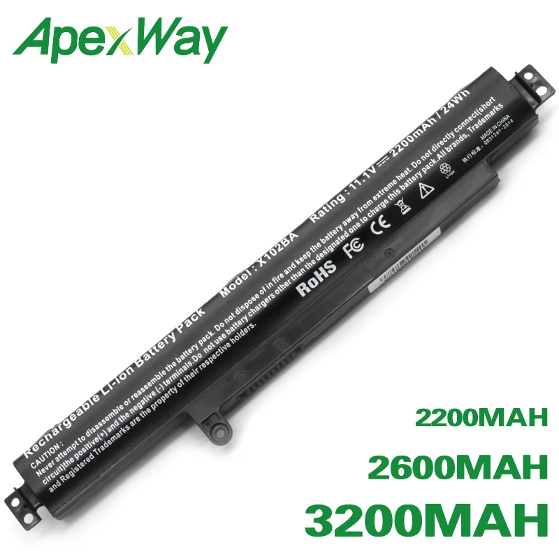 Аккумулятор ApexWay с 3 ячейками для ASUS A31N1311 VivoBook X102B F102B X102BA F102BA SH41T|Аккумуляторы