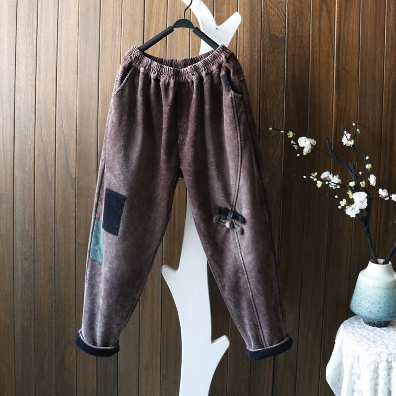 Женские вельветовые брюки сезон осень зима 2019 женские теплые шаровары YoYiKamomo с