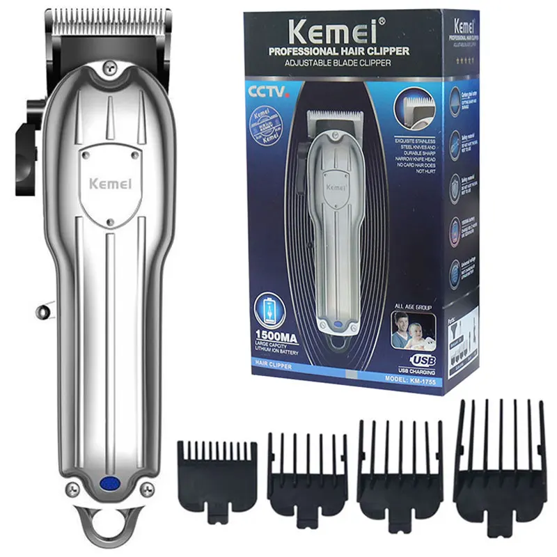 

Original kemei adjustable 10W hair clipper rechargeable hair trimmer electric hair cutting machine with 1500mAh battery