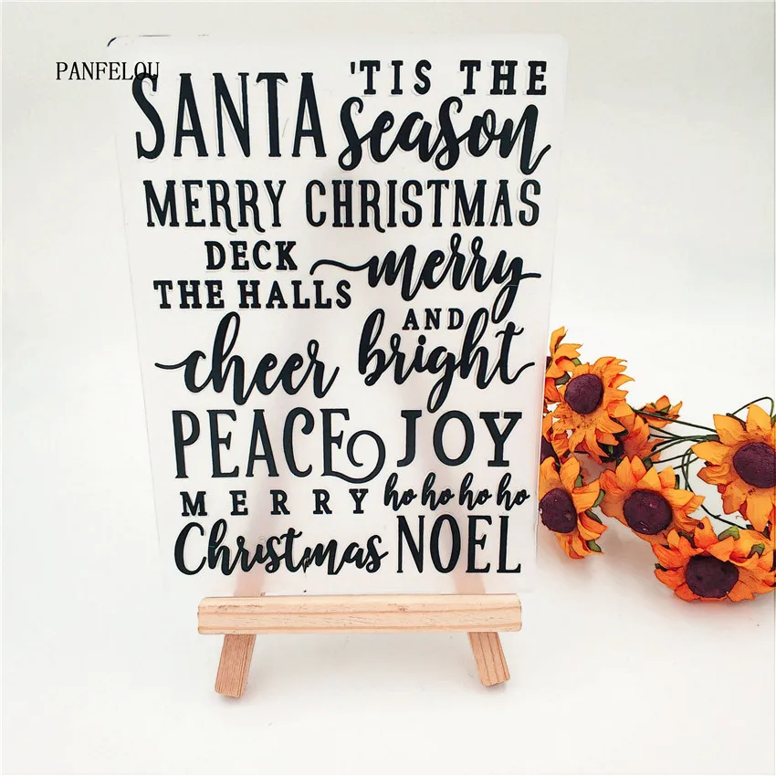 

SANTA PEACE Embossing Folders Plastic For Scrapbooking DIY Template Fondant Cake Photo Album Easter Card MakingHalloween