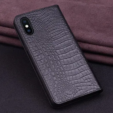 

Luxury Business Magnetic Holder Genuine Real Leather Flip Case For Apple iPhone XR/iPhone XS/iPhone X Phone Case Stand Coque