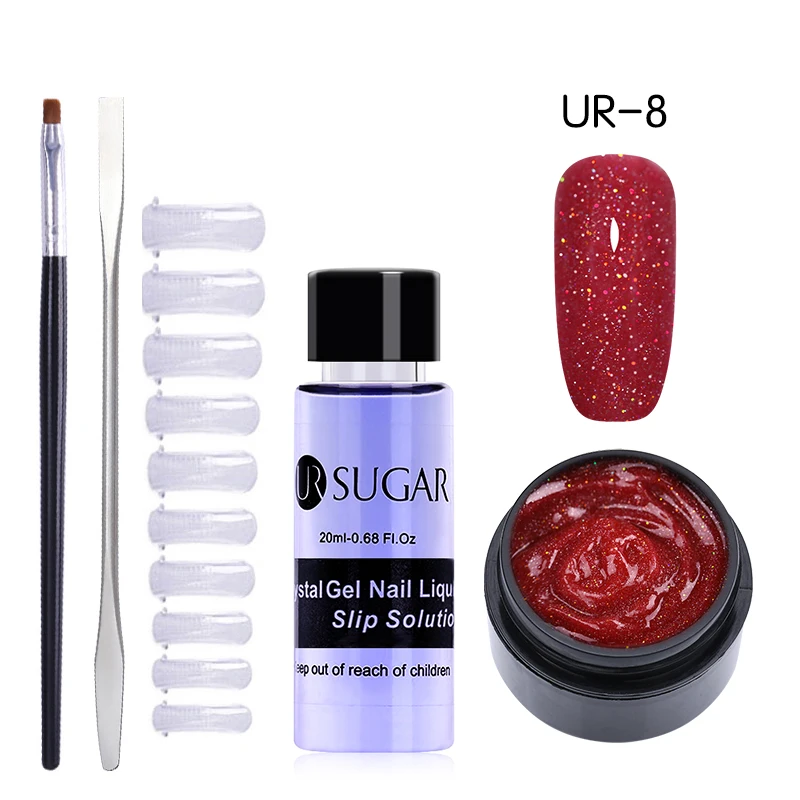 5Pcs set 8 UR SUGAR 15 мл Быстрый строительный поли гель продлевающий половой акт розовый блеск Замачивание от УФ СТРОИТЕЛЬ удлинение гель набор Типсы для маникюра палец расширение - Цвет: 5Pcs set 8