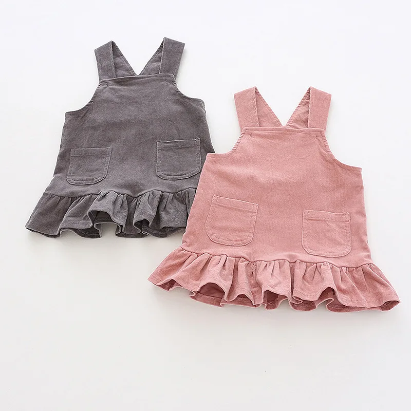 2018 платье для маленьких девочек комбинезон малышей вельветовые платья с