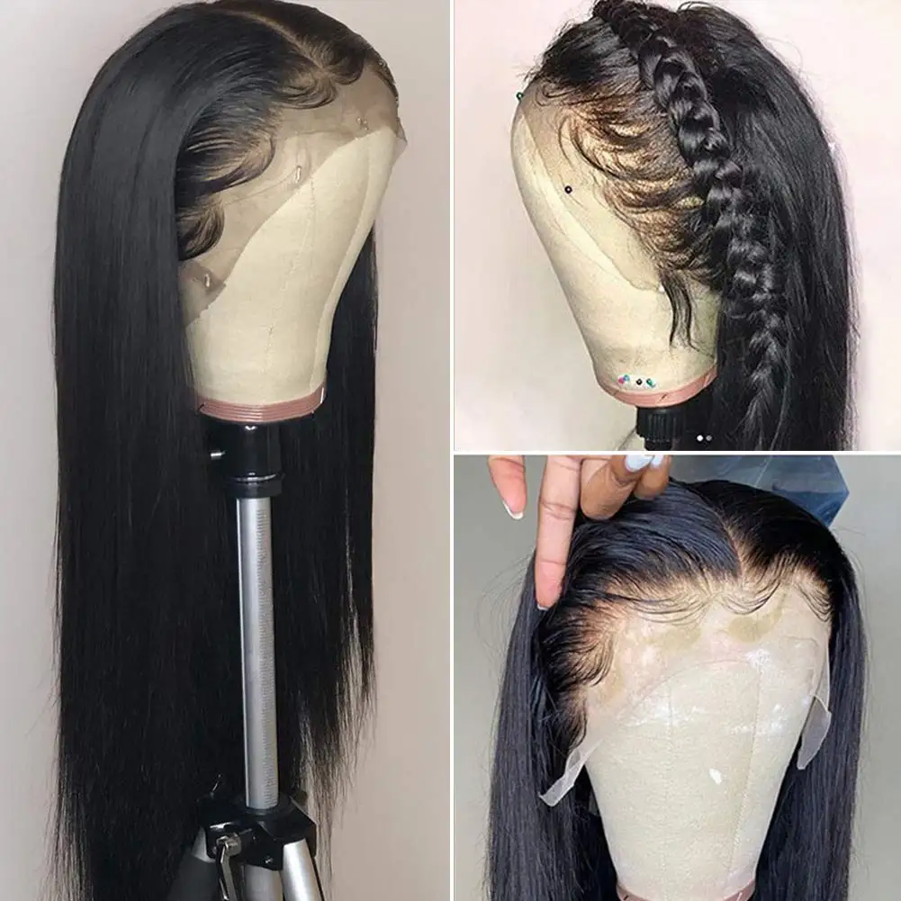 

13x6 13x4 Front Wigs Brazilian Straight Human Hair for Women Pre Plucked Hairline with Baby Hair natural color ALEESA